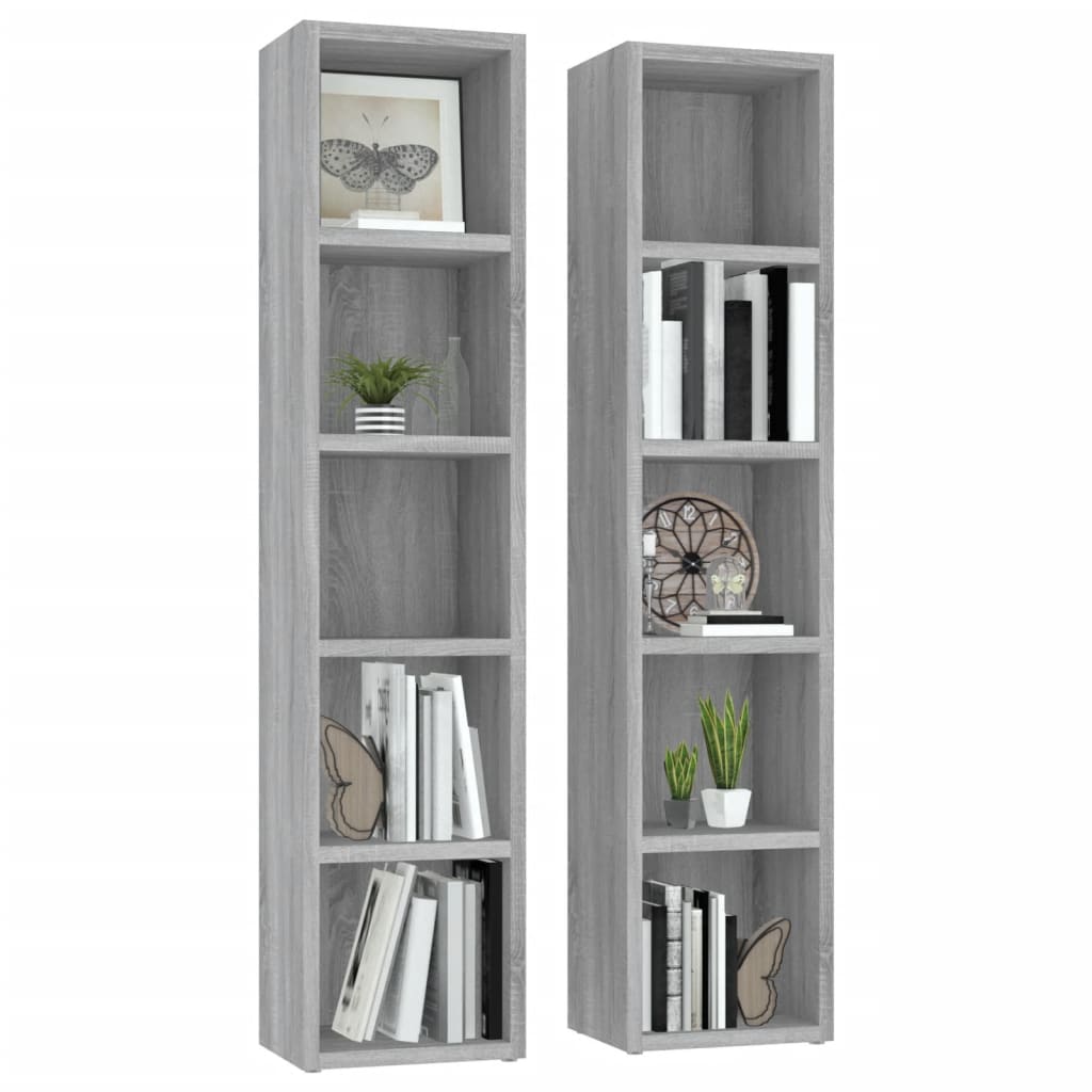 CD-kasten 2st 21x16x93,5cm bewerkt hout grijs sonoma eikenkleur is nu te koop bij PeponiXL, paradijselijk wonen!