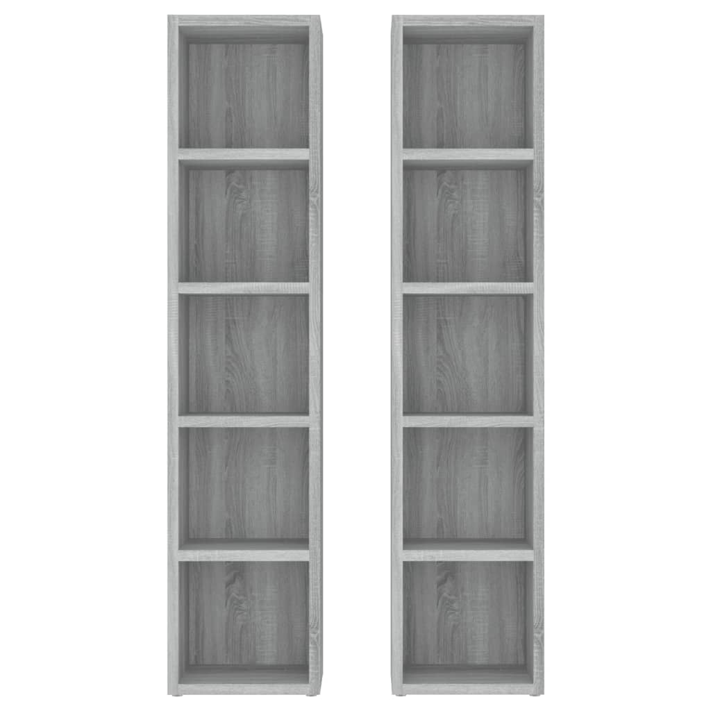 CD-kasten 2st 21x16x93,5cm bewerkt hout grijs sonoma eikenkleur is nu te koop bij PeponiXL, paradijselijk wonen!