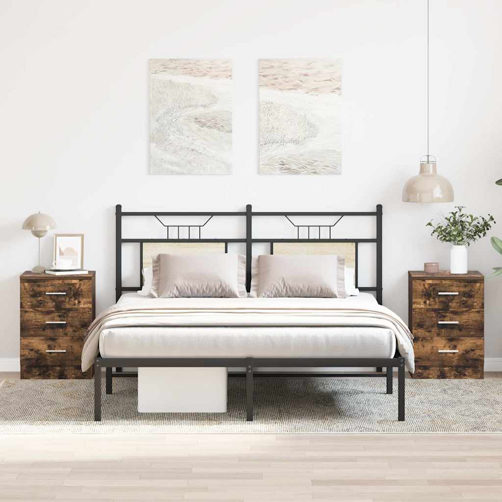 Nachtkastjes 2 st 38x35x56 cm bewerkt hout gerookt eikenkleurig is nu te koop bij PeponiXL, paradijselijk wonen!