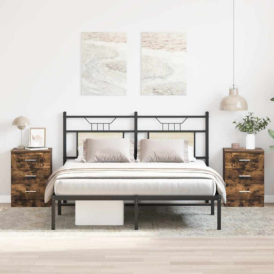 Nachtkastjes 2 st 38x35x56 cm bewerkt hout gerookt eikenkleurig is nu te koop bij PeponiXL, paradijselijk wonen!