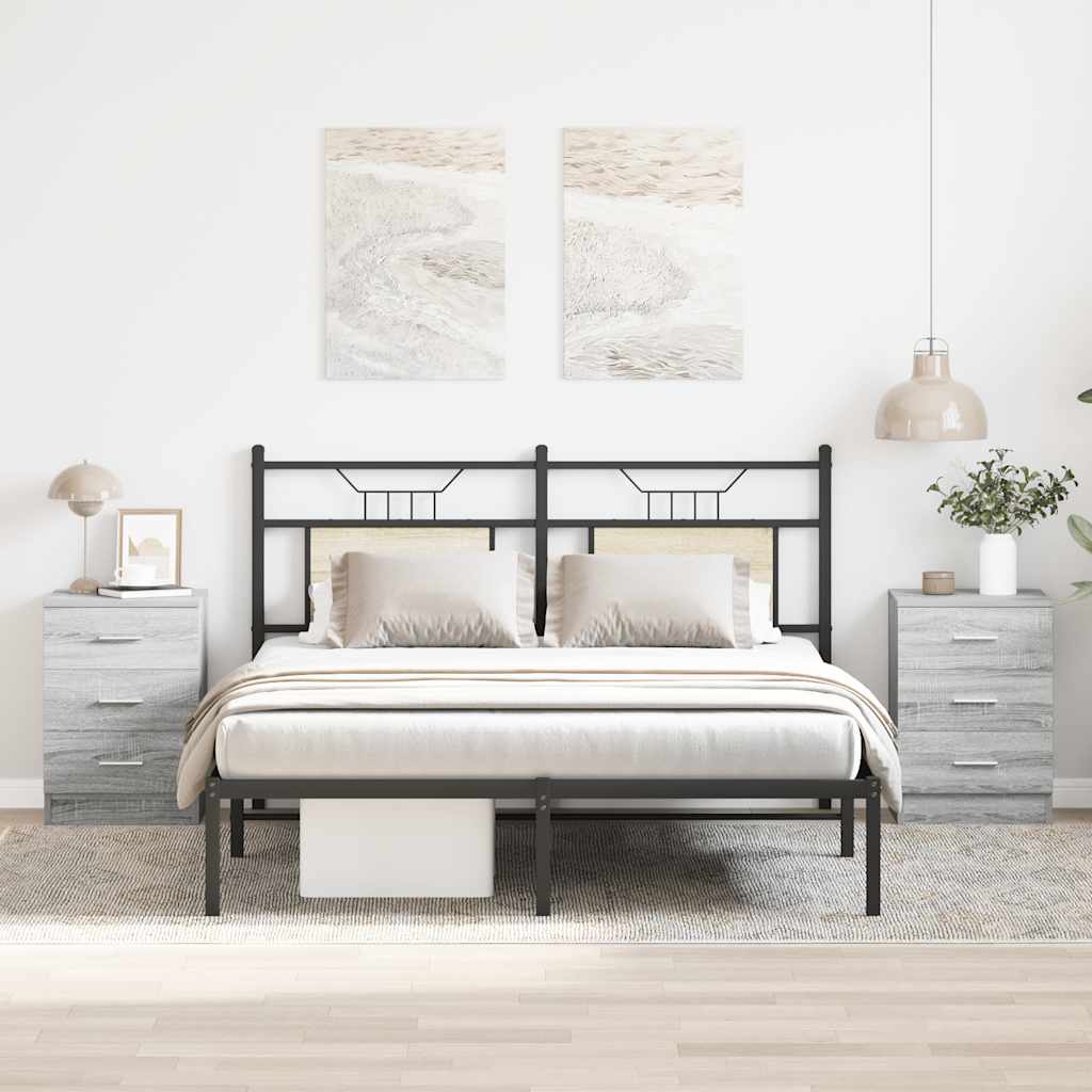 Nachtkastjes 2 st 38x35x56 cm bewerkt hout grijs sonoma eiken is nu te koop bij PeponiXL, paradijselijk wonen!