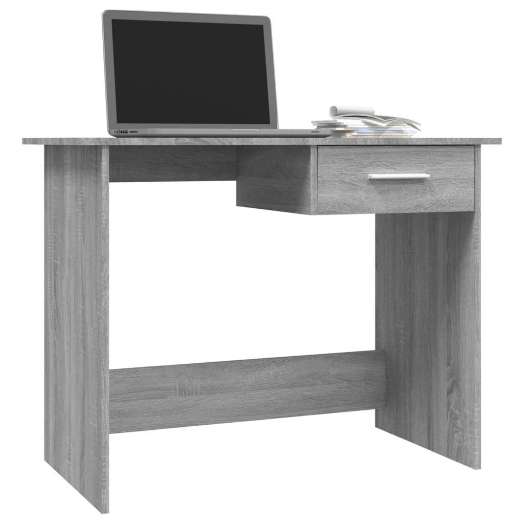 Bureau 100x50x76 cm bewerkt hout grijs sonoma eikenkleurig is nu te koop bij PeponiXL, paradijselijk wonen!