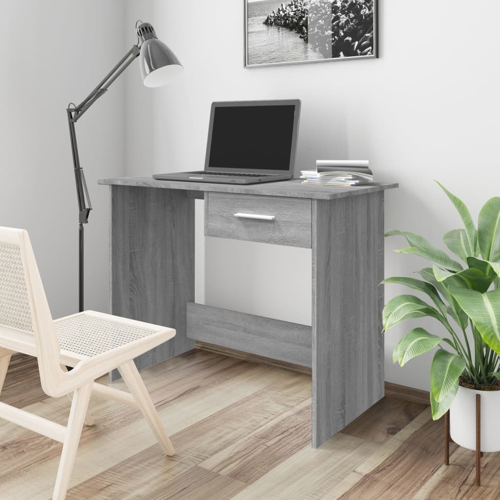 Bureau 100x50x76 cm bewerkt hout grijs sonoma eikenkleurig is nu te koop bij PeponiXL, paradijselijk wonen!