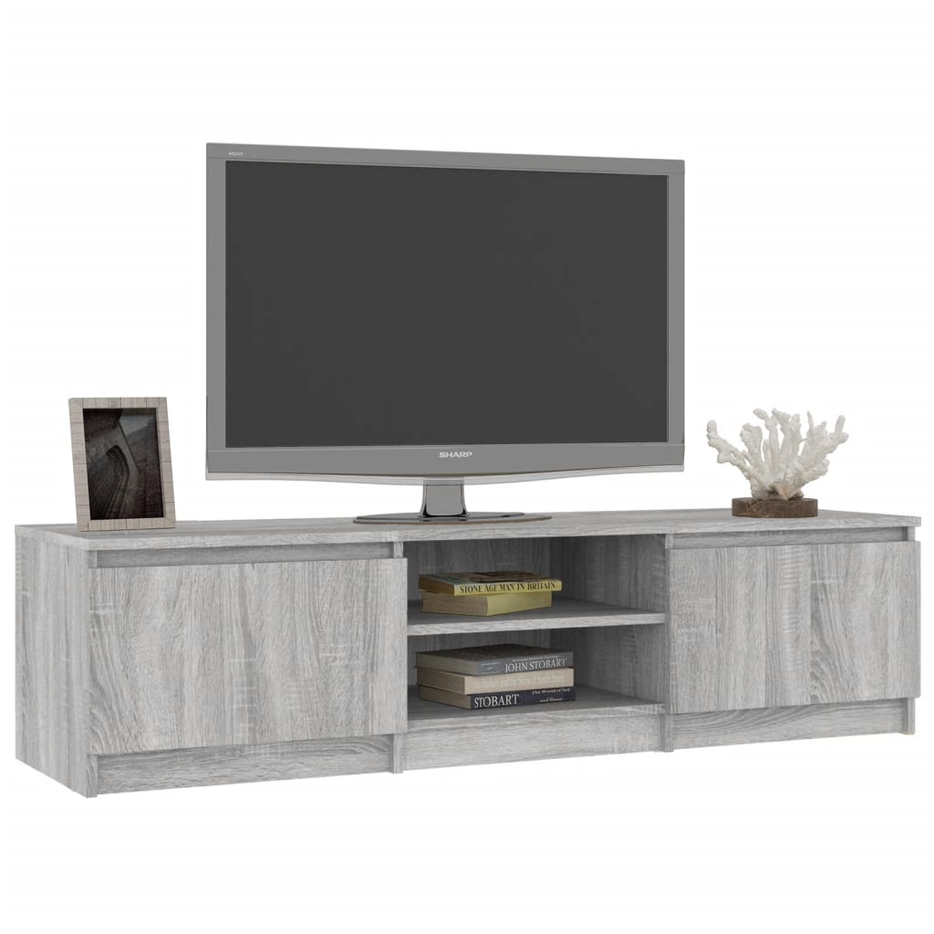 Tv-meubel 140x40x35,5 cm bewerkt hout grijs sonoma eikenkleurig is nu te koop bij PeponiXL, paradijselijk wonen!