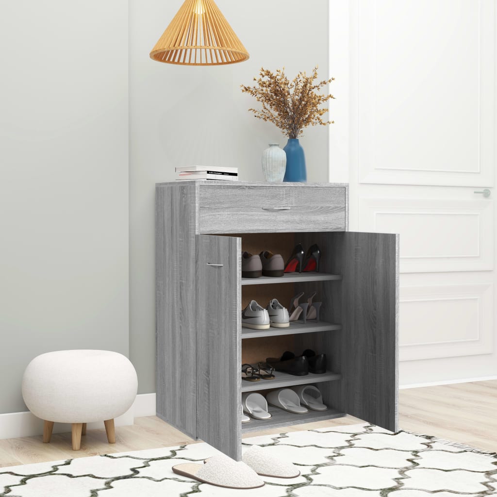Schoenenkast 60x35x84 cm bewerkt hout grijs sonoma is nu te koop bij PeponiXL, paradijselijk wonen!