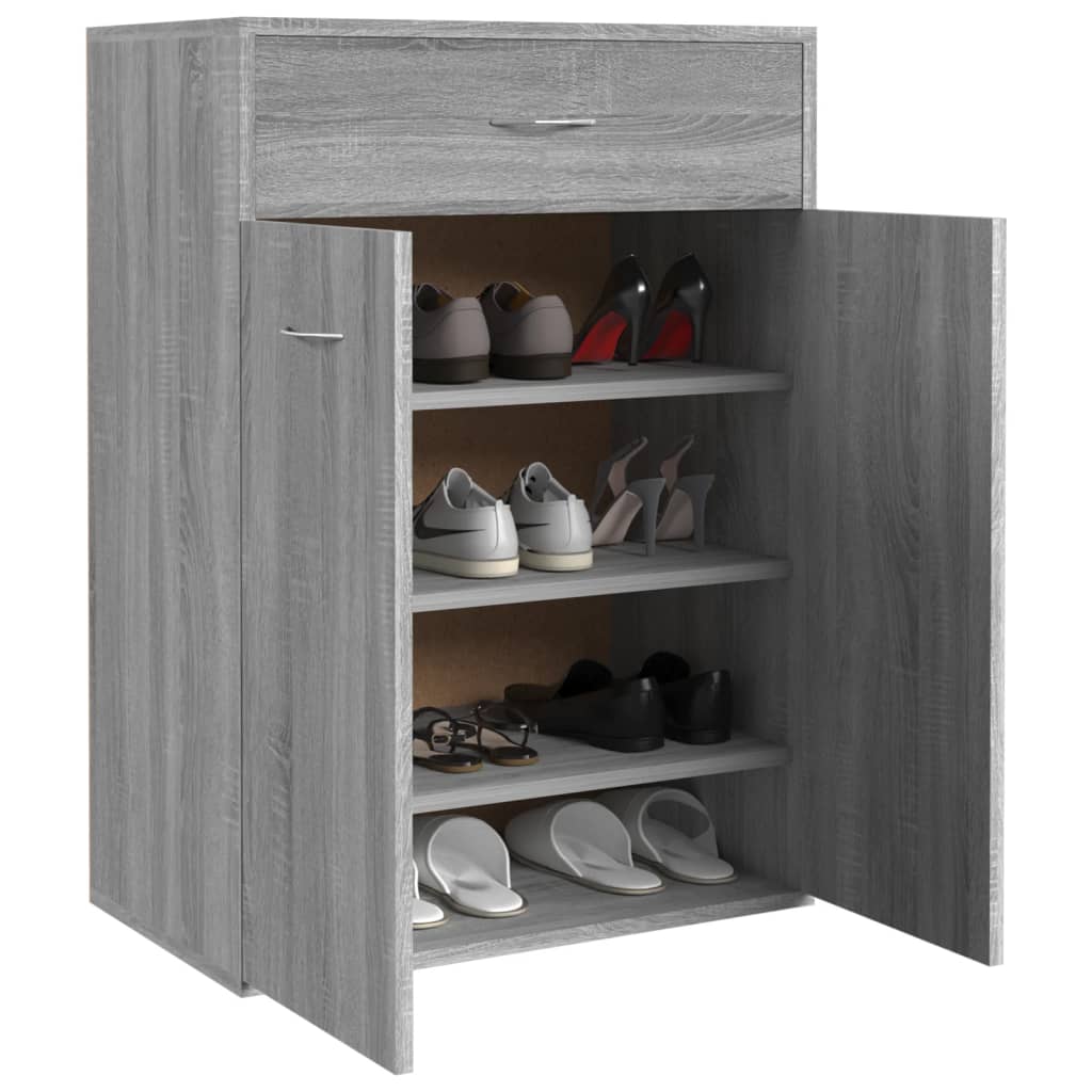 Schoenenkast 60x35x84 cm bewerkt hout grijs sonoma is nu te koop bij PeponiXL, paradijselijk wonen!