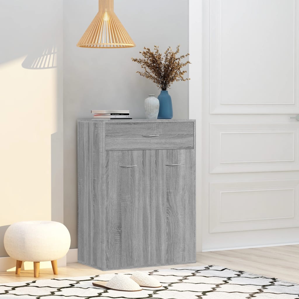 Schoenenkast 60x35x84 cm bewerkt hout grijs sonoma is nu te koop bij PeponiXL, paradijselijk wonen!
