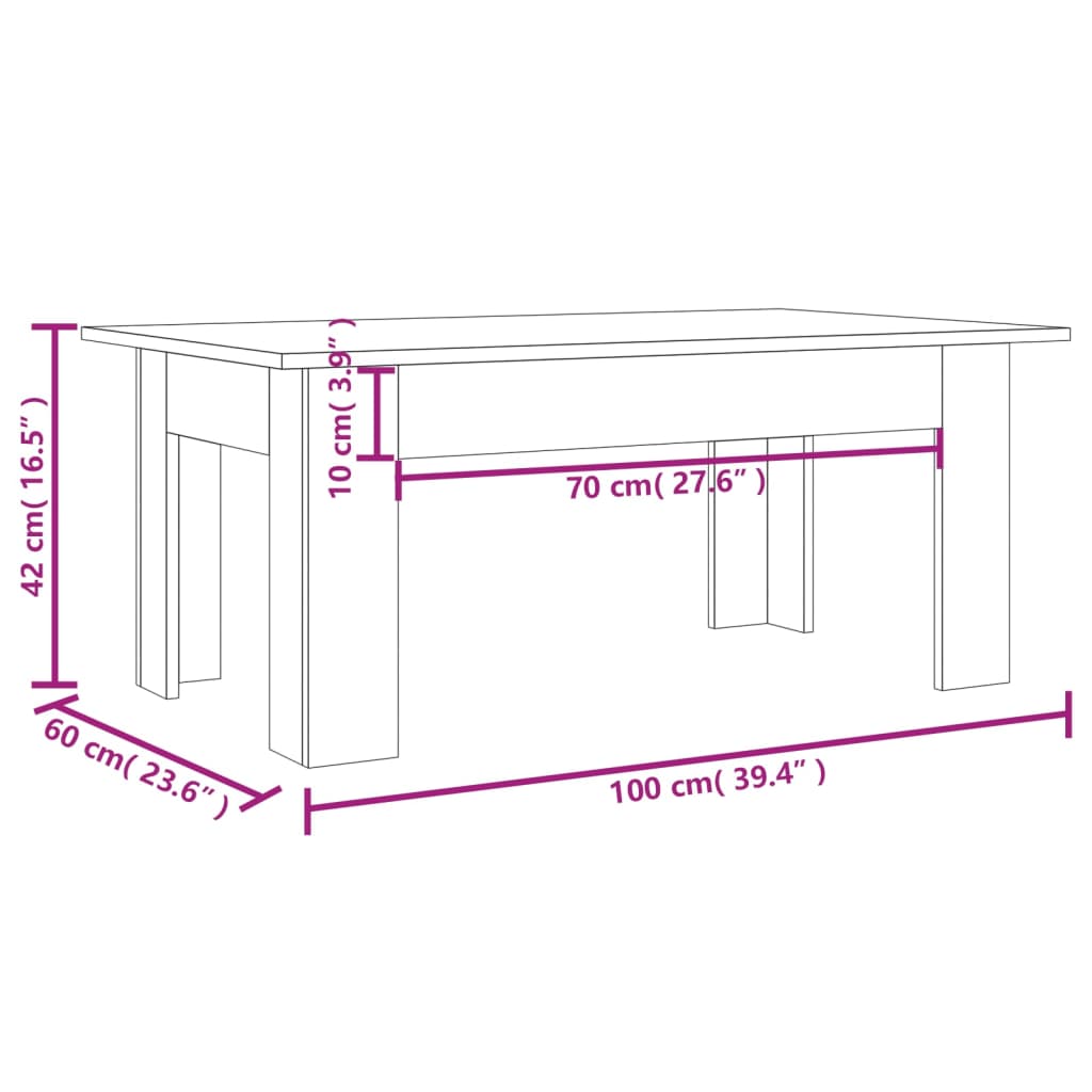 Salontafel 100x60x42 cm bewerkt hout gerookt eikenkleurig is nu te koop bij PeponiXL, paradijselijk wonen!