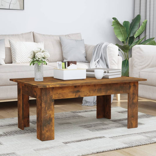 Salontafel 100x60x42 cm bewerkt hout gerookt eikenkleurig is nu te koop bij PeponiXL, paradijselijk wonen!