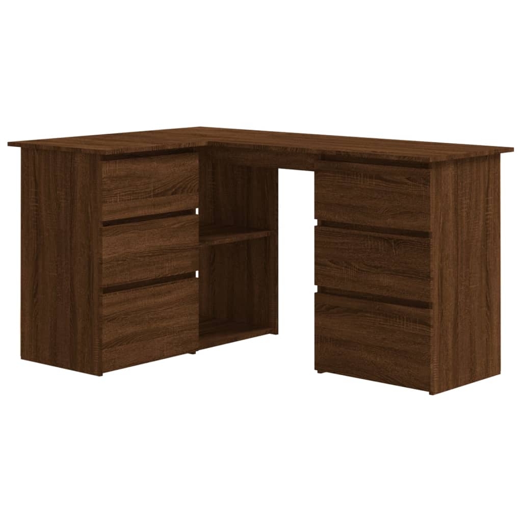 Hoekbureau 145x100x76 cm bewerkt hout bruin eikenkleur is nu te koop bij PeponiXL, paradijselijk wonen!
