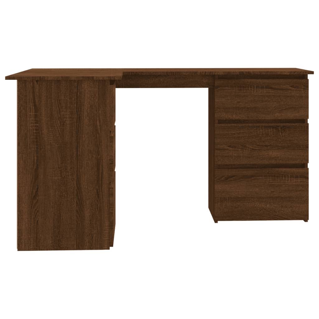 Hoekbureau 145x100x76 cm bewerkt hout bruin eikenkleur is nu te koop bij PeponiXL, paradijselijk wonen!