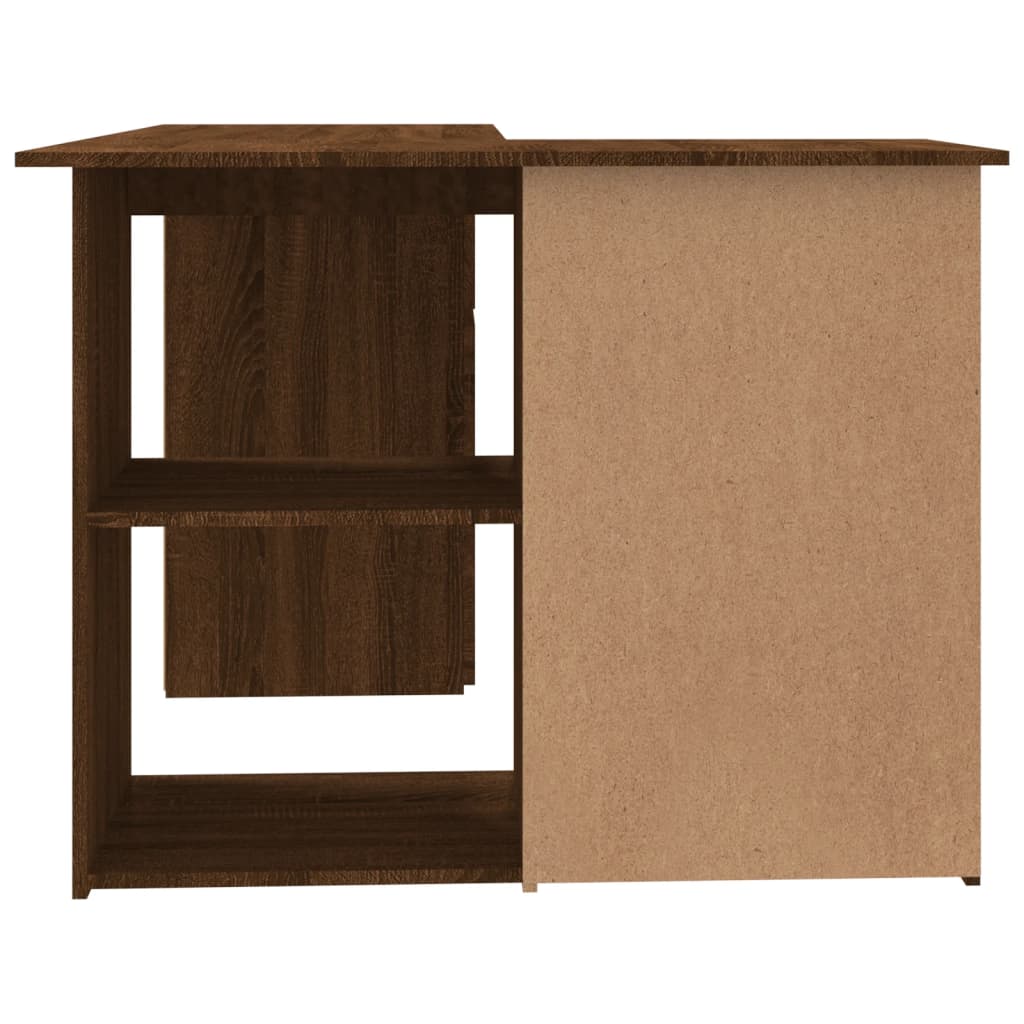 Hoekbureau 145x100x76 cm bewerkt hout bruin eikenkleur is nu te koop bij PeponiXL, paradijselijk wonen!
