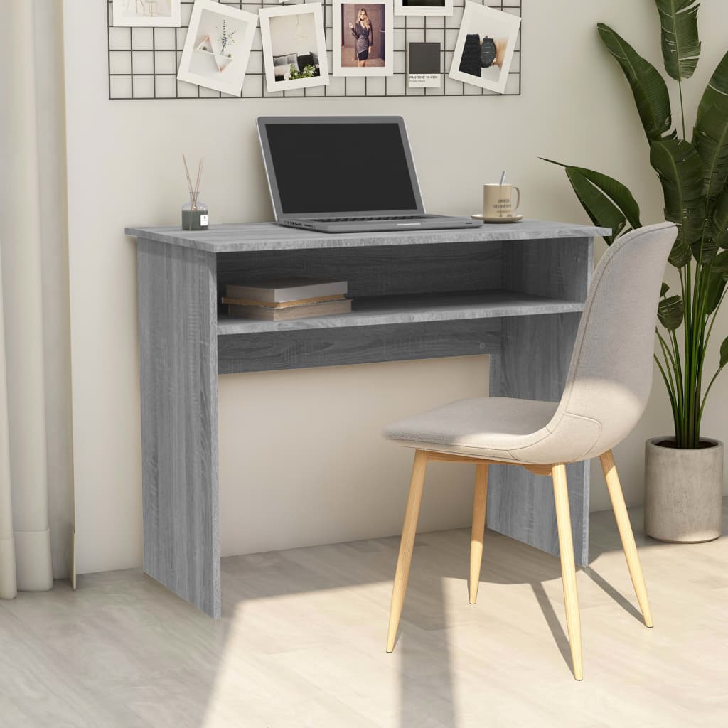 Bureau 90x50x74 cm bewerkt hout grijs sonoma eikenkleurig is nu te koop bij PeponiXL, paradijselijk wonen!