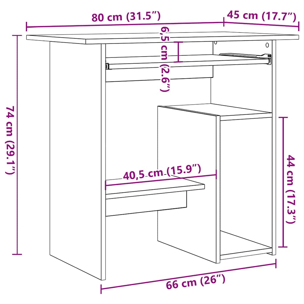 Bureau 80x45x74 cm bewerkt hout gerookt eikenkleurig is nu te koop bij PeponiXL, paradijselijk wonen!