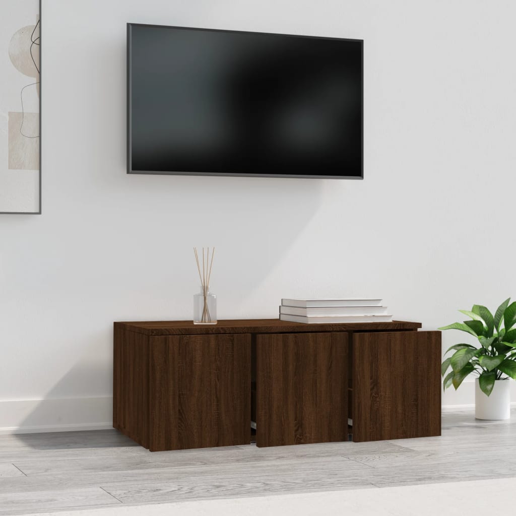 Tv-meubel 80x34x30 cm bewerkt hout bruin eikenkleur is nu te koop bij PeponiXL, paradijselijk wonen!