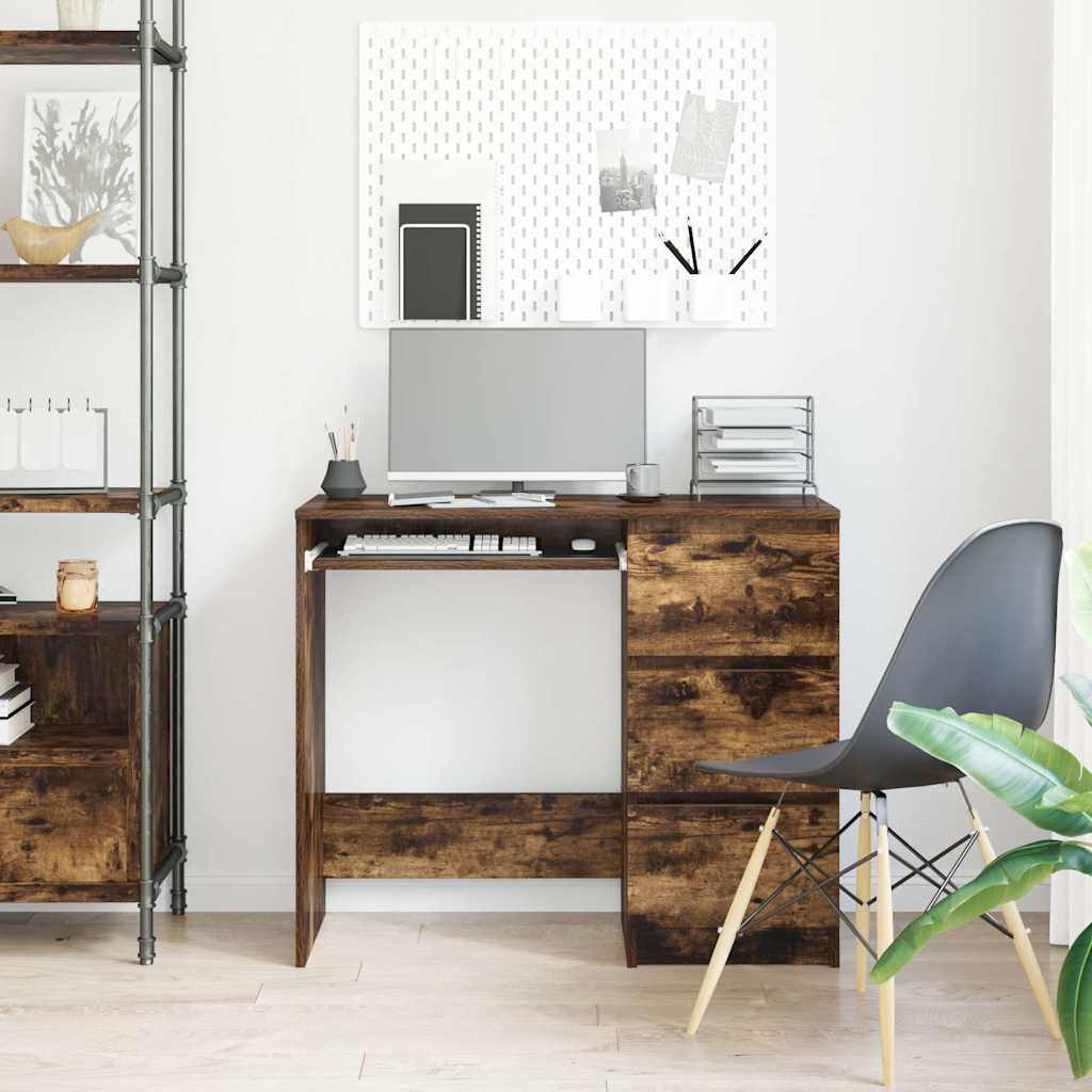 Bureau 90x45x76 cm bewerkt hout gerookt eikenkleurig is nu te koop bij PeponiXL, paradijselijk wonen!