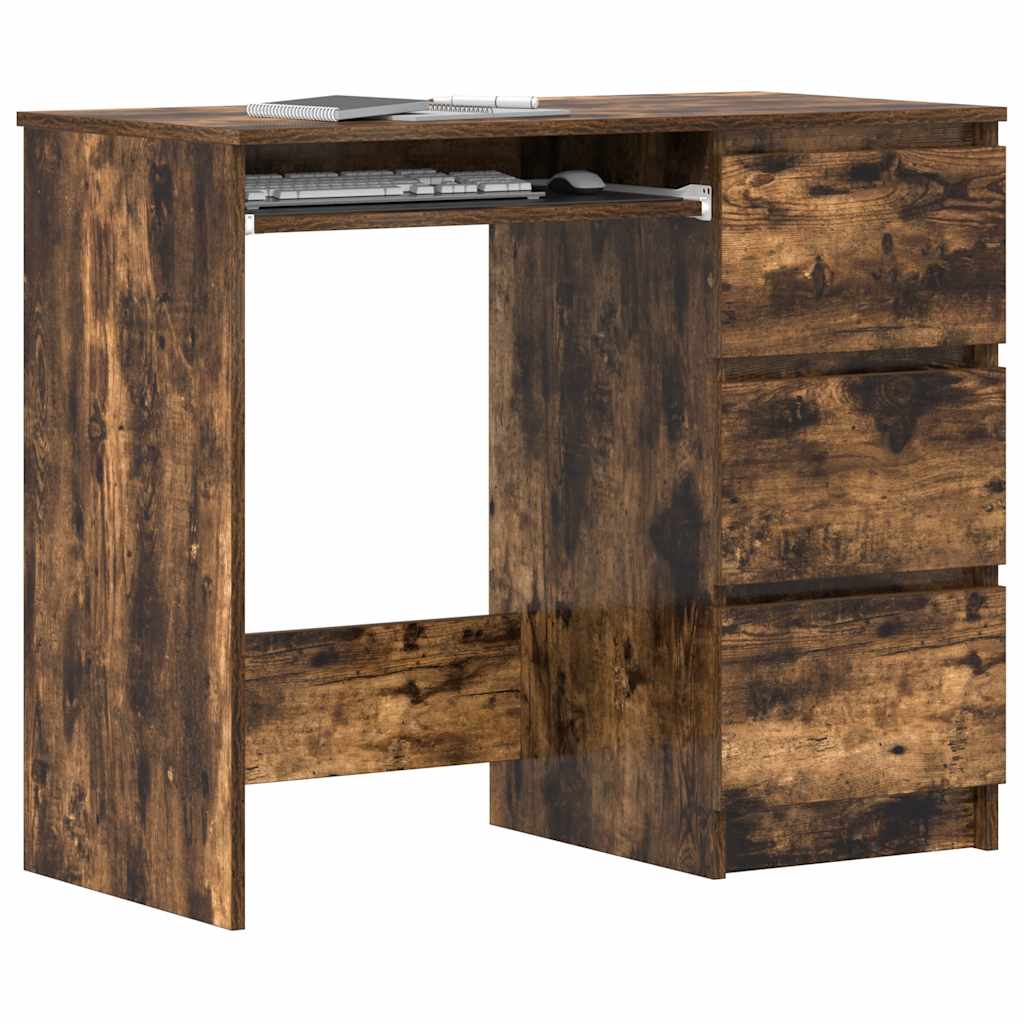 Bureau 90x45x76 cm bewerkt hout gerookt eikenkleurig is nu te koop bij PeponiXL, paradijselijk wonen!