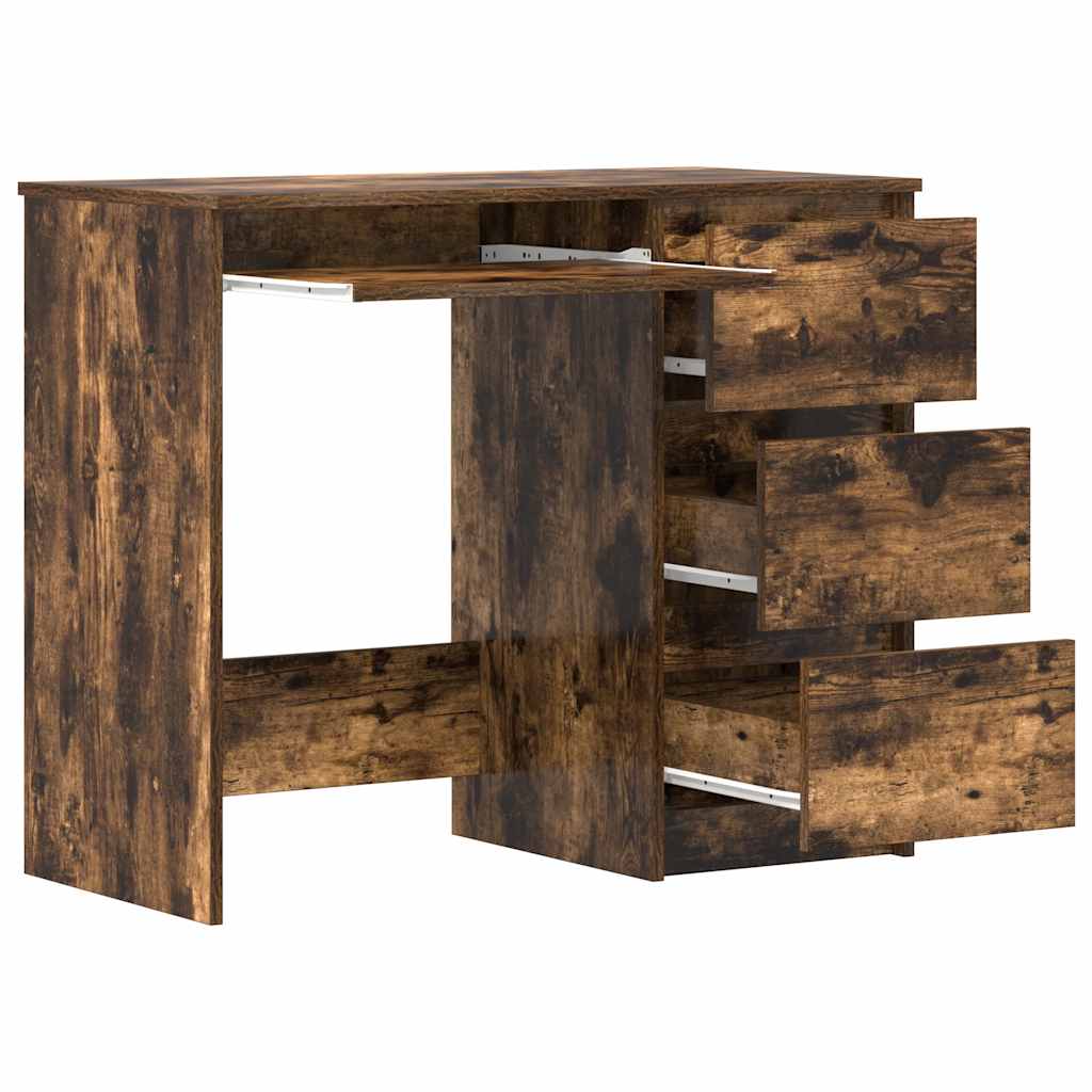 Bureau 90x45x76 cm bewerkt hout gerookt eikenkleurig is nu te koop bij PeponiXL, paradijselijk wonen!