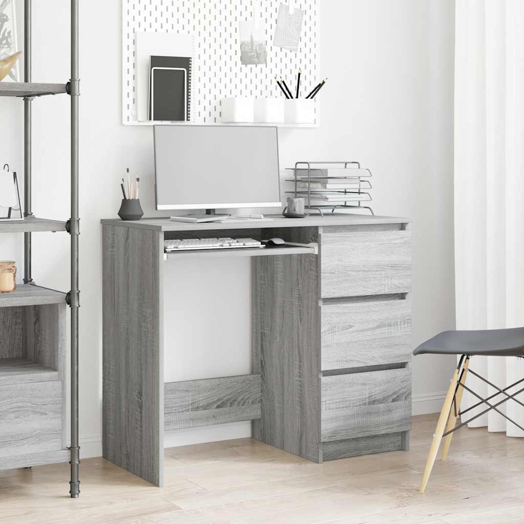 Bureau 90x45x76 cm bewerkt hout grijs sonoma eikenkleurig is nu te koop bij PeponiXL, paradijselijk wonen!