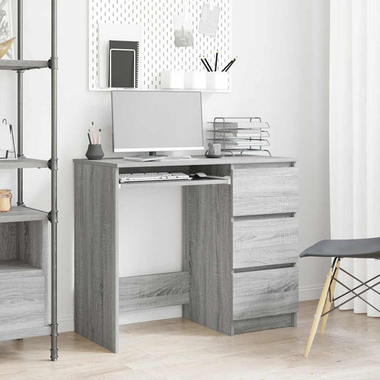 Bureau 90x45x76 cm bewerkt hout grijs sonoma eikenkleurig is nu te koop bij PeponiXL, paradijselijk wonen!