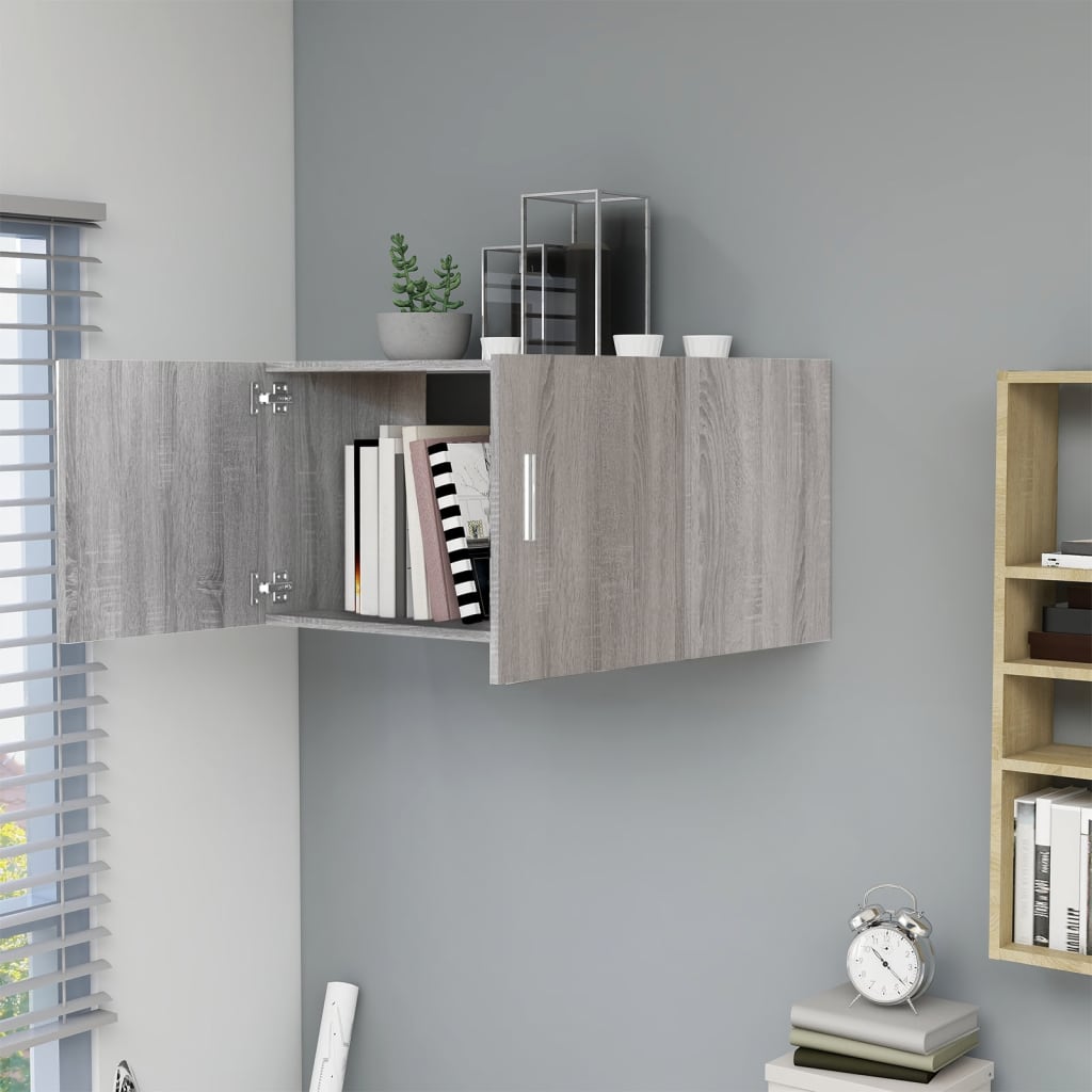 Hangkast 80x39x40 cm bewerkt hout grijs sonoma eikenkleurig is nu te koop bij PeponiXL, paradijselijk wonen!