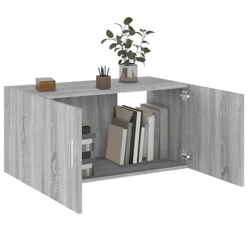 Hangkast 80x39x40 cm bewerkt hout grijs sonoma eikenkleurig is nu te koop bij PeponiXL, paradijselijk wonen!