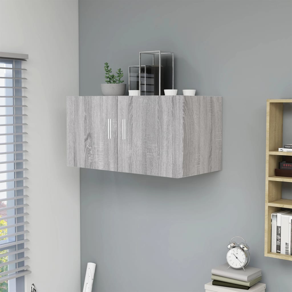 Hangkast 80x39x40 cm bewerkt hout grijs sonoma eikenkleurig is nu te koop bij PeponiXL, paradijselijk wonen!