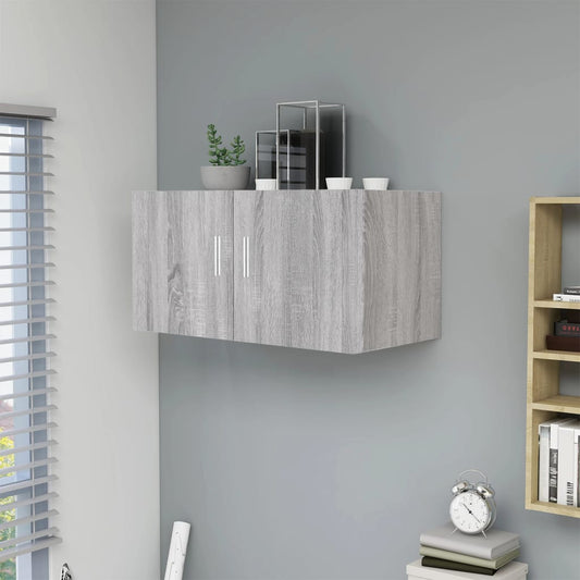 Hangkast 80x39x40 cm bewerkt hout grijs sonoma eikenkleurig is nu te koop bij PeponiXL, paradijselijk wonen!