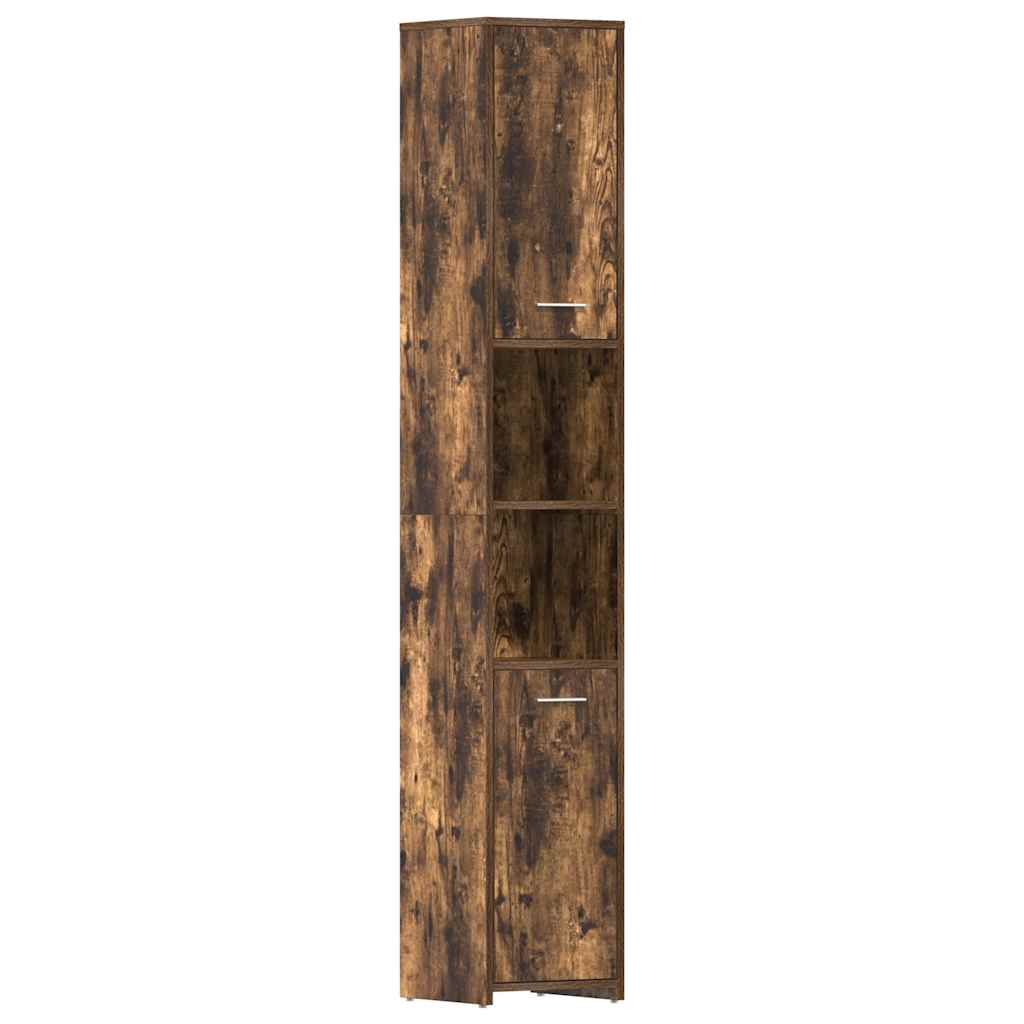 Badkamerkast 30x30x183,5 cm bewerkt hout gerookt eikenkleurig is nu te koop bij PeponiXL, paradijselijk wonen!