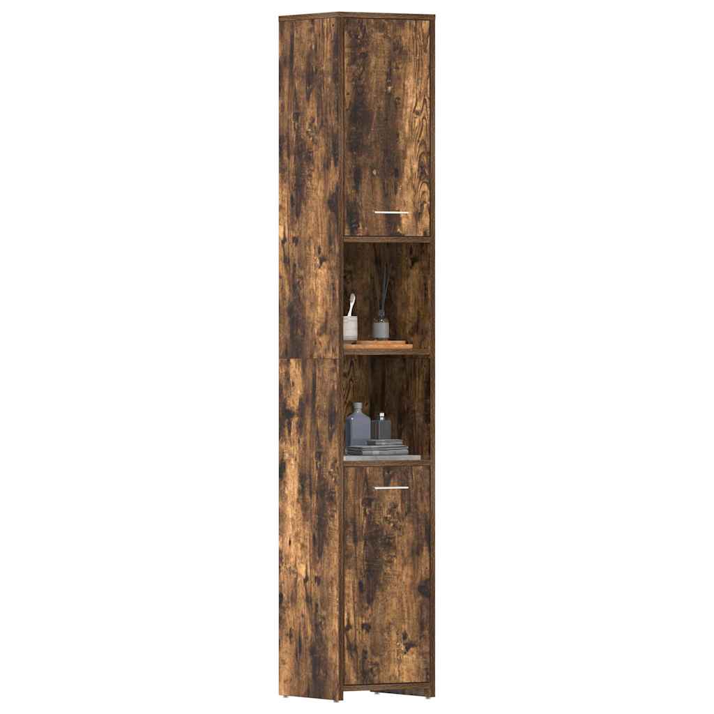 Badkamerkast 30x30x183,5 cm bewerkt hout gerookt eikenkleurig is nu te koop bij PeponiXL, paradijselijk wonen!