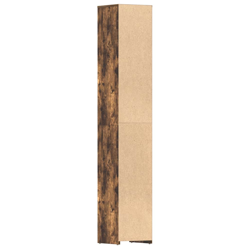 Badkamerkast 30x30x183,5 cm bewerkt hout gerookt eikenkleurig is nu te koop bij PeponiXL, paradijselijk wonen!