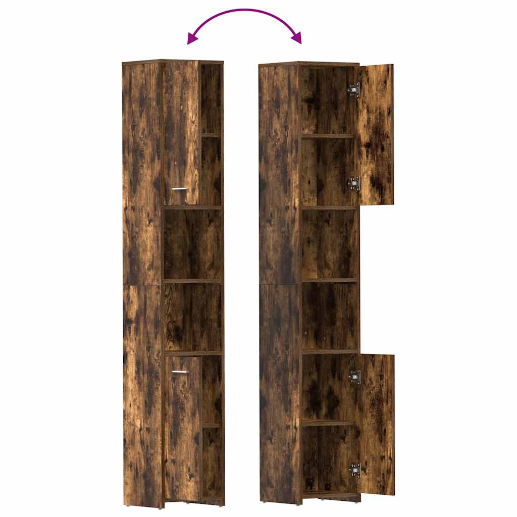 Badkamerkast 30x30x183,5 cm bewerkt hout gerookt eikenkleurig is nu te koop bij PeponiXL, paradijselijk wonen!