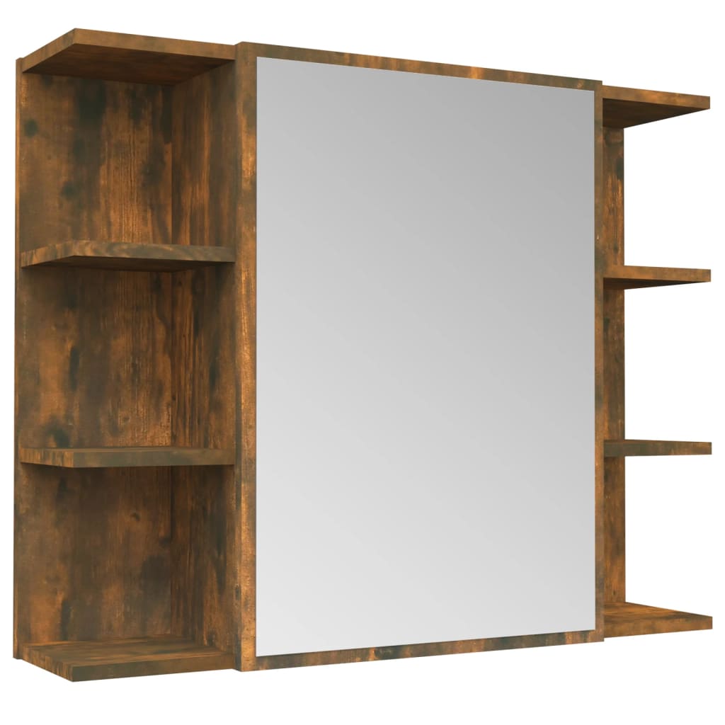 Badkamerspiegelkast 80x20,5x64 cm bewerkt hout gerookt eiken is nu te koop bij PeponiXL, paradijselijk wonen!