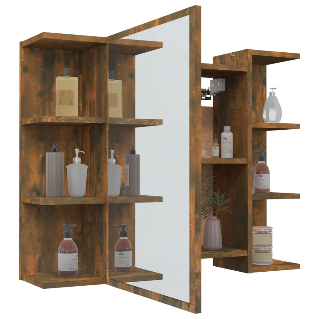 Badkamerspiegelkast 80x20,5x64 cm bewerkt hout gerookt eiken is nu te koop bij PeponiXL, paradijselijk wonen!