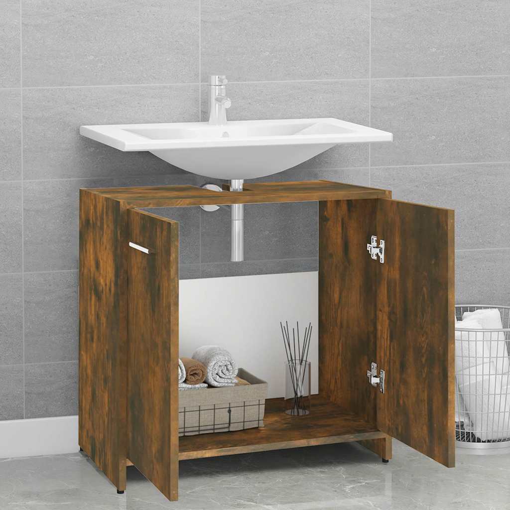 Badkamerkast 60x33x60 cm bewerkt hout gerookt eikenkleurig is nu te koop bij PeponiXL, paradijselijk wonen!