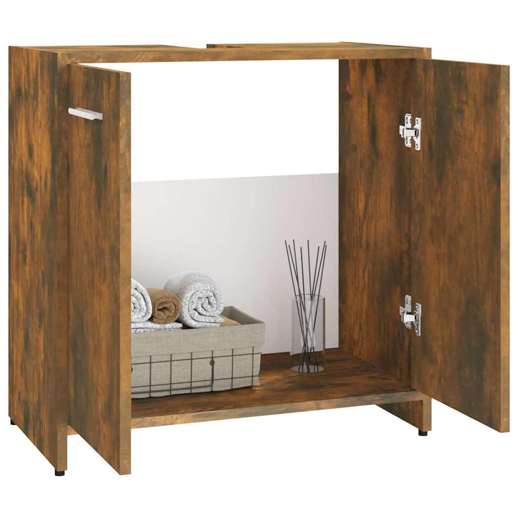 Badkamerkast 60x33x60 cm bewerkt hout gerookt eikenkleurig is nu te koop bij PeponiXL, paradijselijk wonen!
