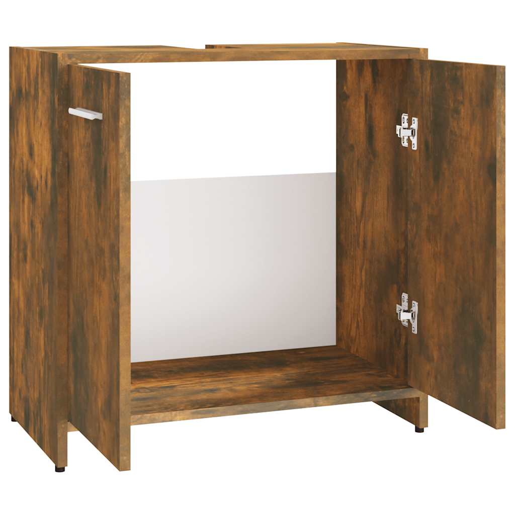 Badkamerkast 60x33x60 cm bewerkt hout gerookt eikenkleurig is nu te koop bij PeponiXL, paradijselijk wonen!