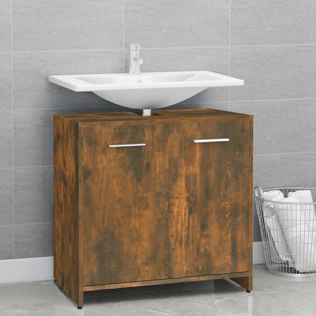 Badkamerkast 60x33x60 cm bewerkt hout gerookt eikenkleurig is nu te koop bij PeponiXL, paradijselijk wonen!