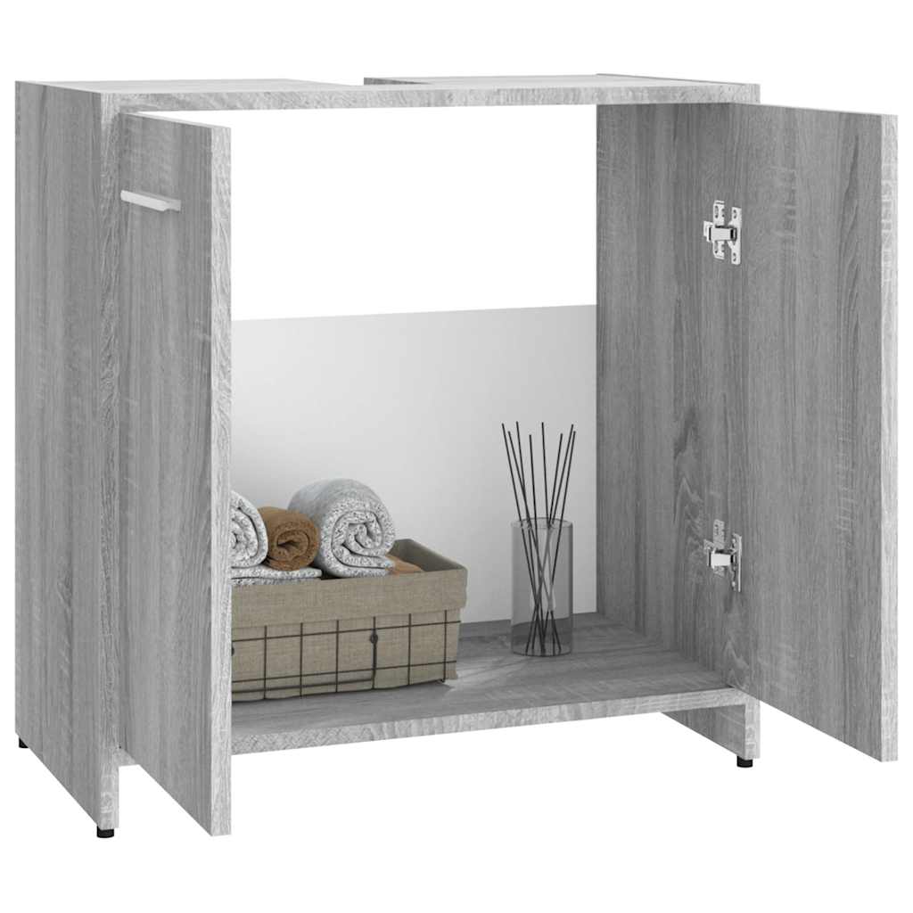 Badkamerkast 60x33x60 cm bewerkt hout grijs sonoma eikenkleurig is nu te koop bij PeponiXL, paradijselijk wonen!