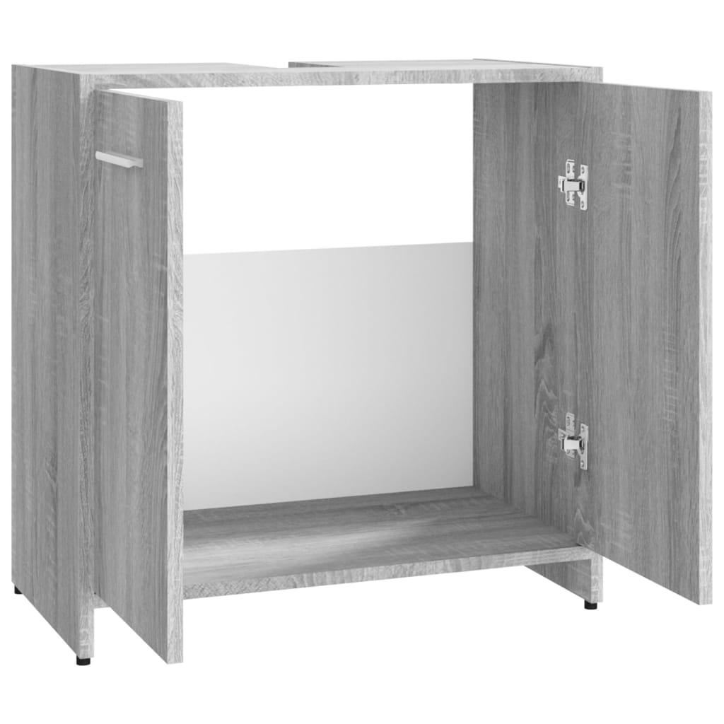 Badkamerkast 60x33x60 cm bewerkt hout grijs sonoma eikenkleurig is nu te koop bij PeponiXL, paradijselijk wonen!