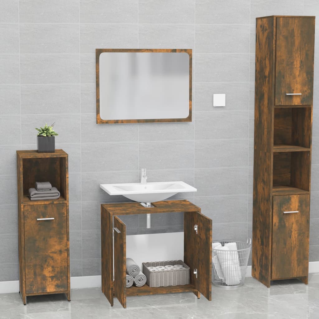 Badkamermeubelset bewerkt hout gerookt eikenkleurig is nu te koop bij PeponiXL, paradijselijk wonen!