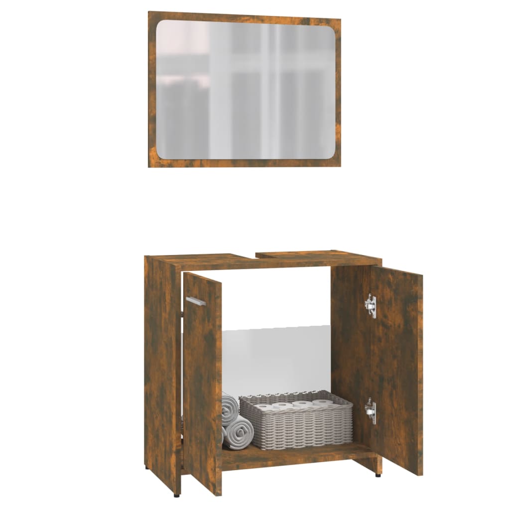 Badkamermeubelset bewerkt hout gerookt eikenkleurig is nu te koop bij PeponiXL, paradijselijk wonen!