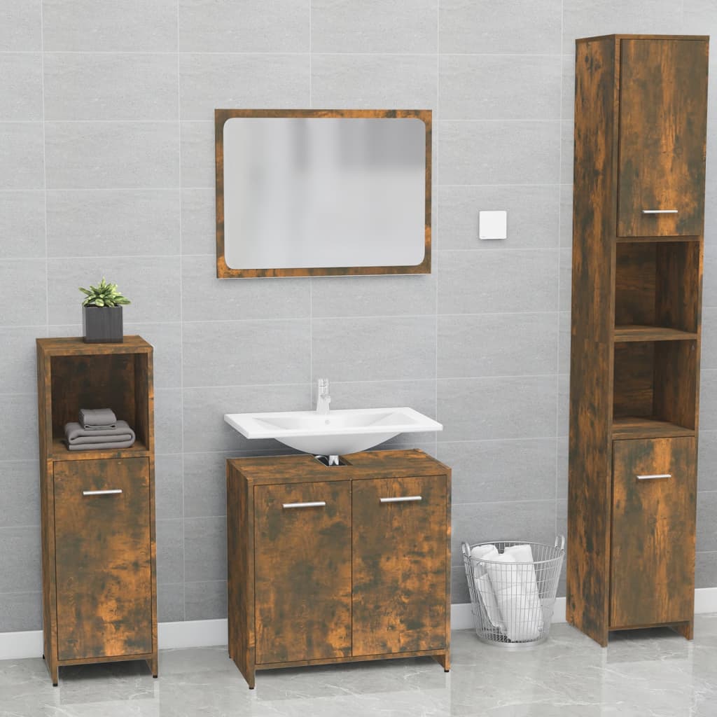 Badkamermeubelset bewerkt hout gerookt eikenkleurig is nu te koop bij PeponiXL, paradijselijk wonen!