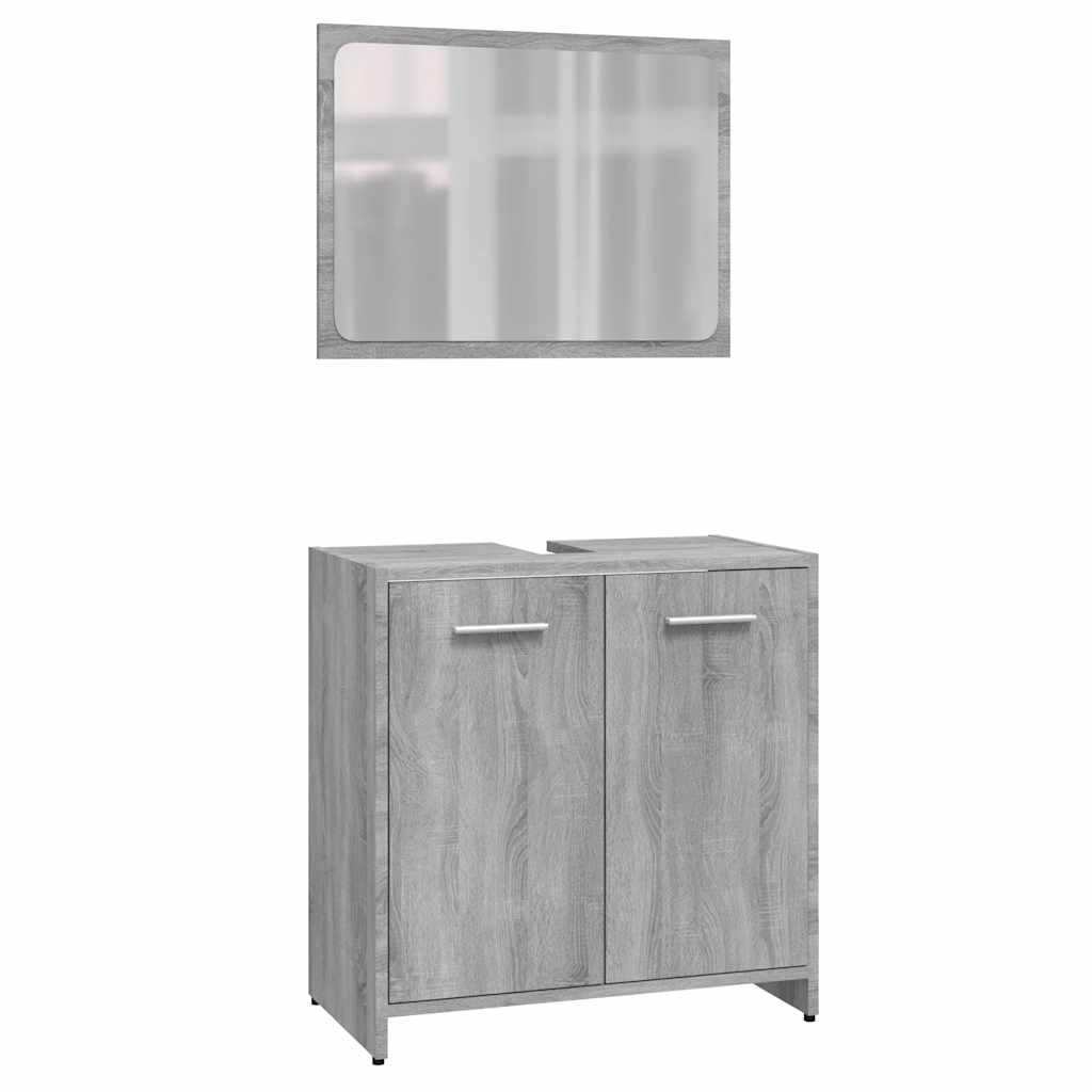 Badkamermeubelset bewerkt hout grijs sonoma eikenkleurig is nu te koop bij PeponiXL, paradijselijk wonen!
