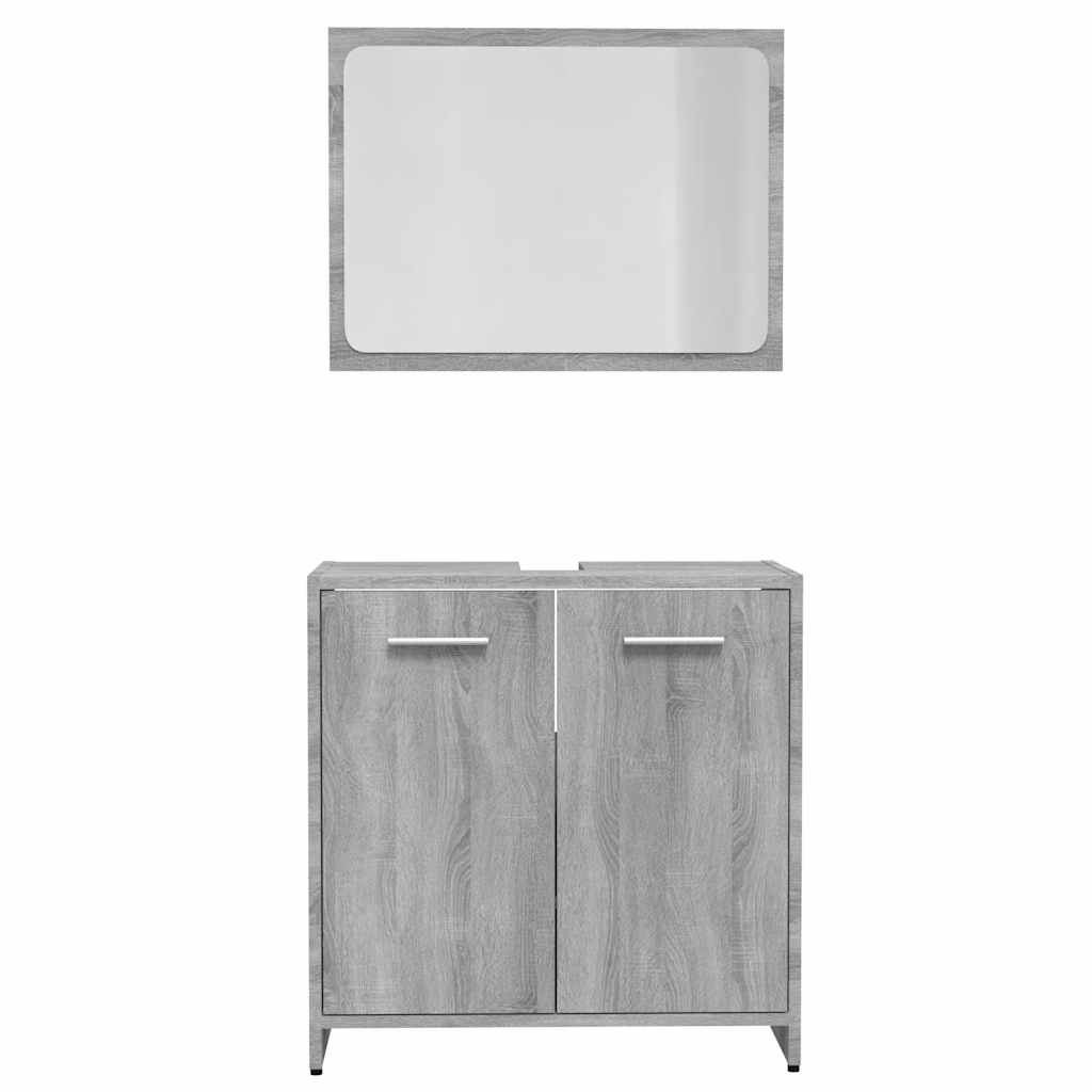 Badkamermeubelset bewerkt hout grijs sonoma eikenkleurig is nu te koop bij PeponiXL, paradijselijk wonen!