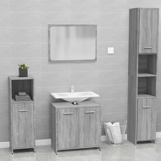 Badkamermeubelset bewerkt hout grijs sonoma eikenkleurig is nu te koop bij PeponiXL, paradijselijk wonen!