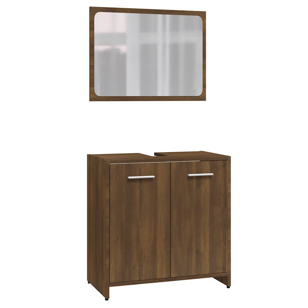 Badkamermeubelset bewerkt hout bruin eikenkleur is nu te koop bij PeponiXL, paradijselijk wonen!