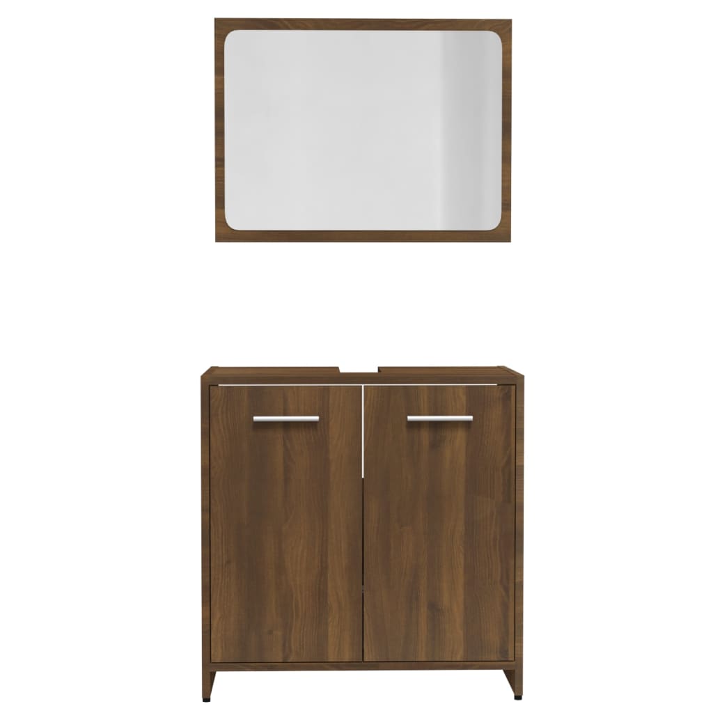 Badkamermeubelset bewerkt hout bruin eikenkleur is nu te koop bij PeponiXL, paradijselijk wonen!