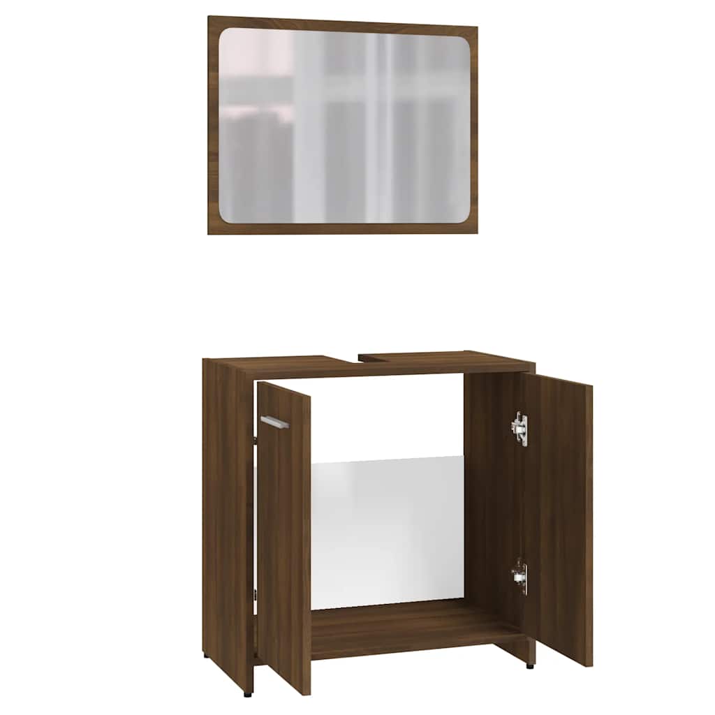 Badkamermeubelset bewerkt hout bruin eikenkleur is nu te koop bij PeponiXL, paradijselijk wonen!