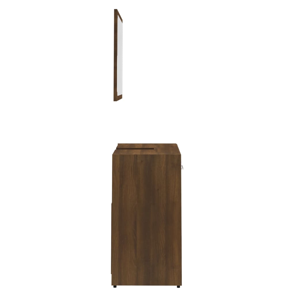 Badkamermeubelset bewerkt hout bruin eikenkleur is nu te koop bij PeponiXL, paradijselijk wonen!